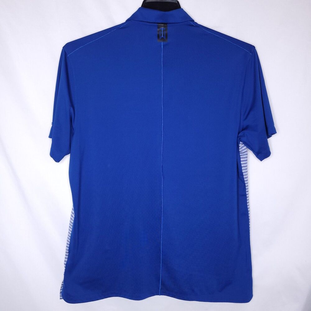 Nike Polo Shirt Mens Medium Striped Blue, White Dri Fit NBC Golf Tiger Woods - Picture 5 of 12